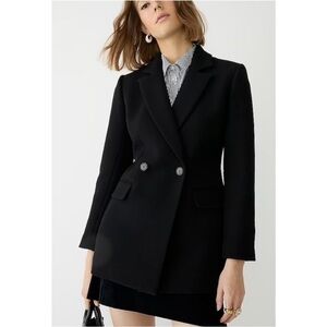 J.Crew Evening Blazer Jacket Italian Double Cloth Wool Black BM426